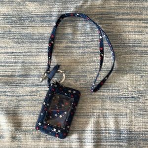 Vera Bradley Iconic Zip ID & Lanyard Set Star Spangled Blue